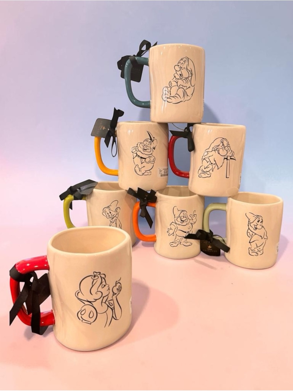 Rae Dunn Disney SNOW WHITE and the Seven DWARFS mug set
